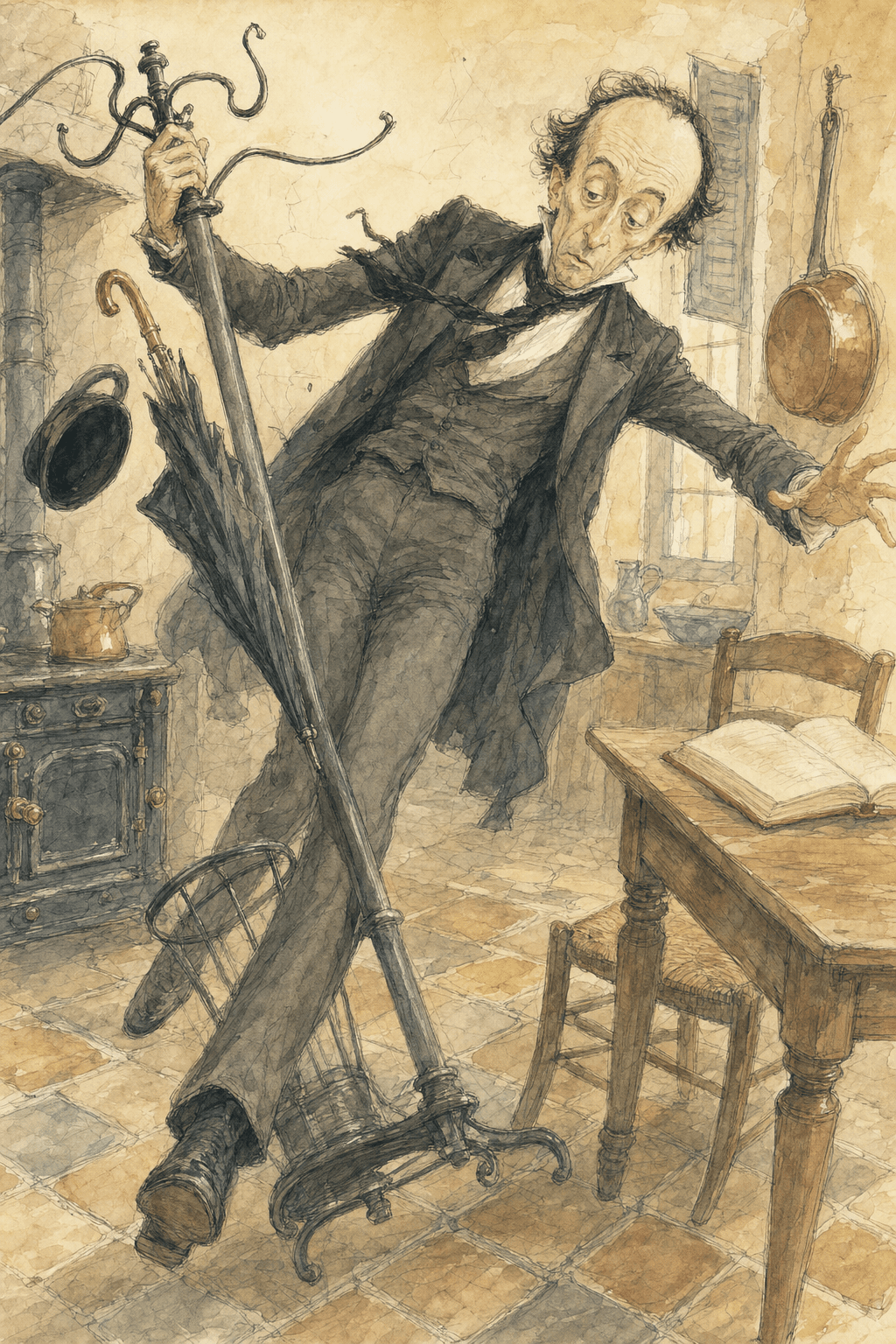 Illustration for The Composer Found Under His Coat Stand