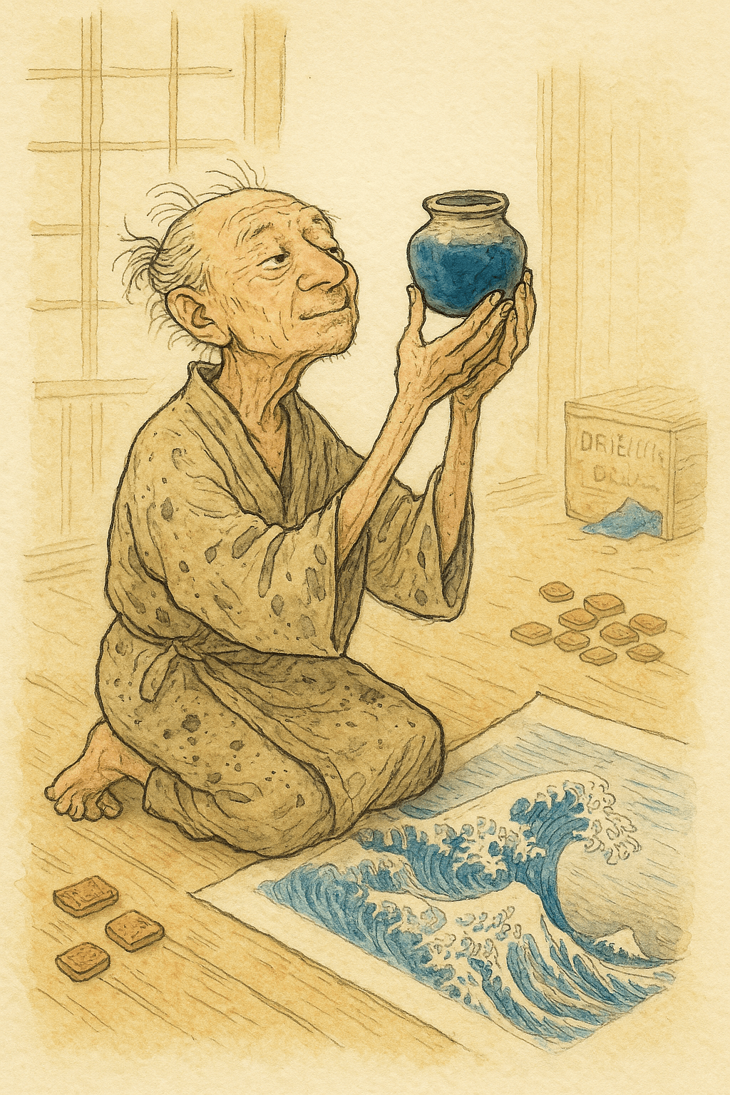Illustration for The Old Man Mad About Painting