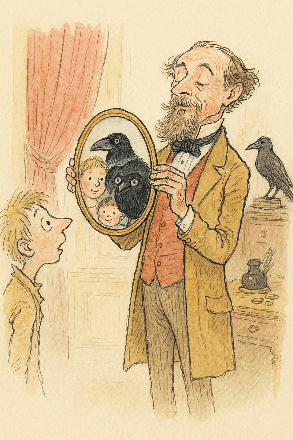 Illustration for The Raven That Wrote Two Masterpieces
